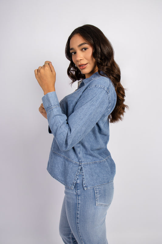 Blusa Aira Denim Ligero Mujer Roxjes