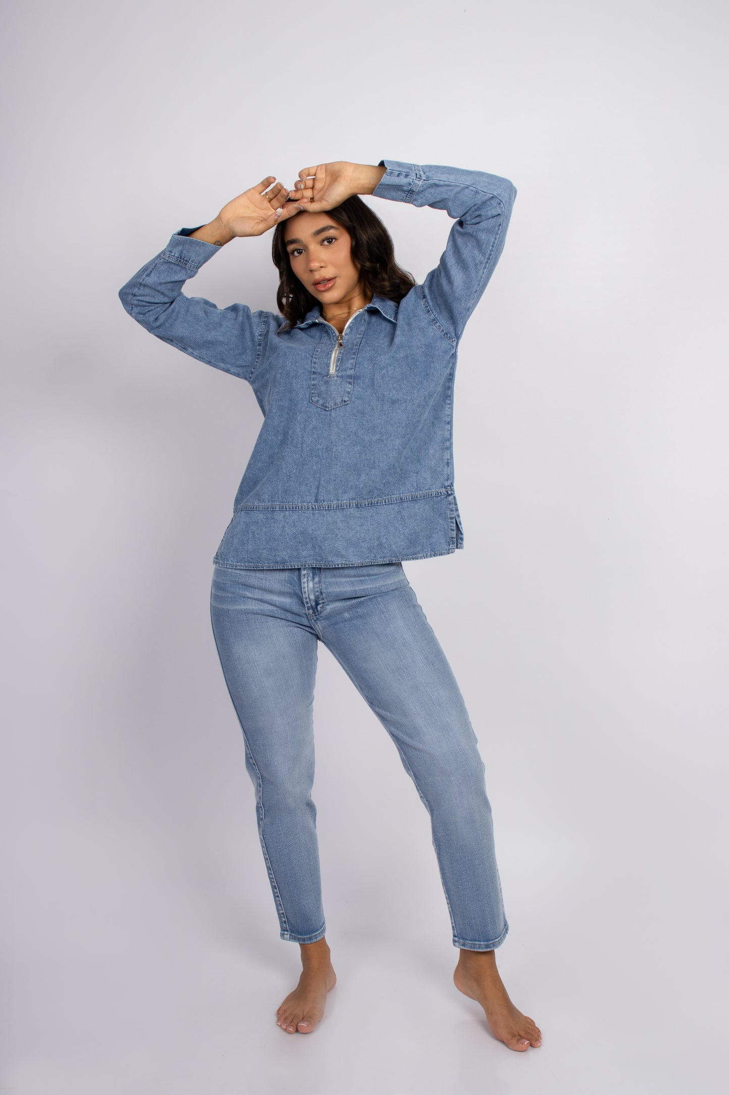 Blusa Aira Denim Ligero Mujer Roxjes