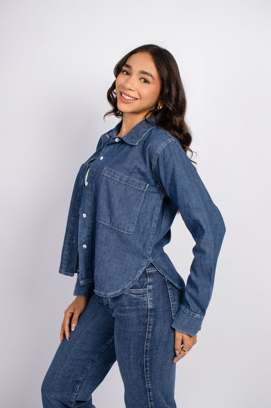Blusa Luciana Camisera Denim