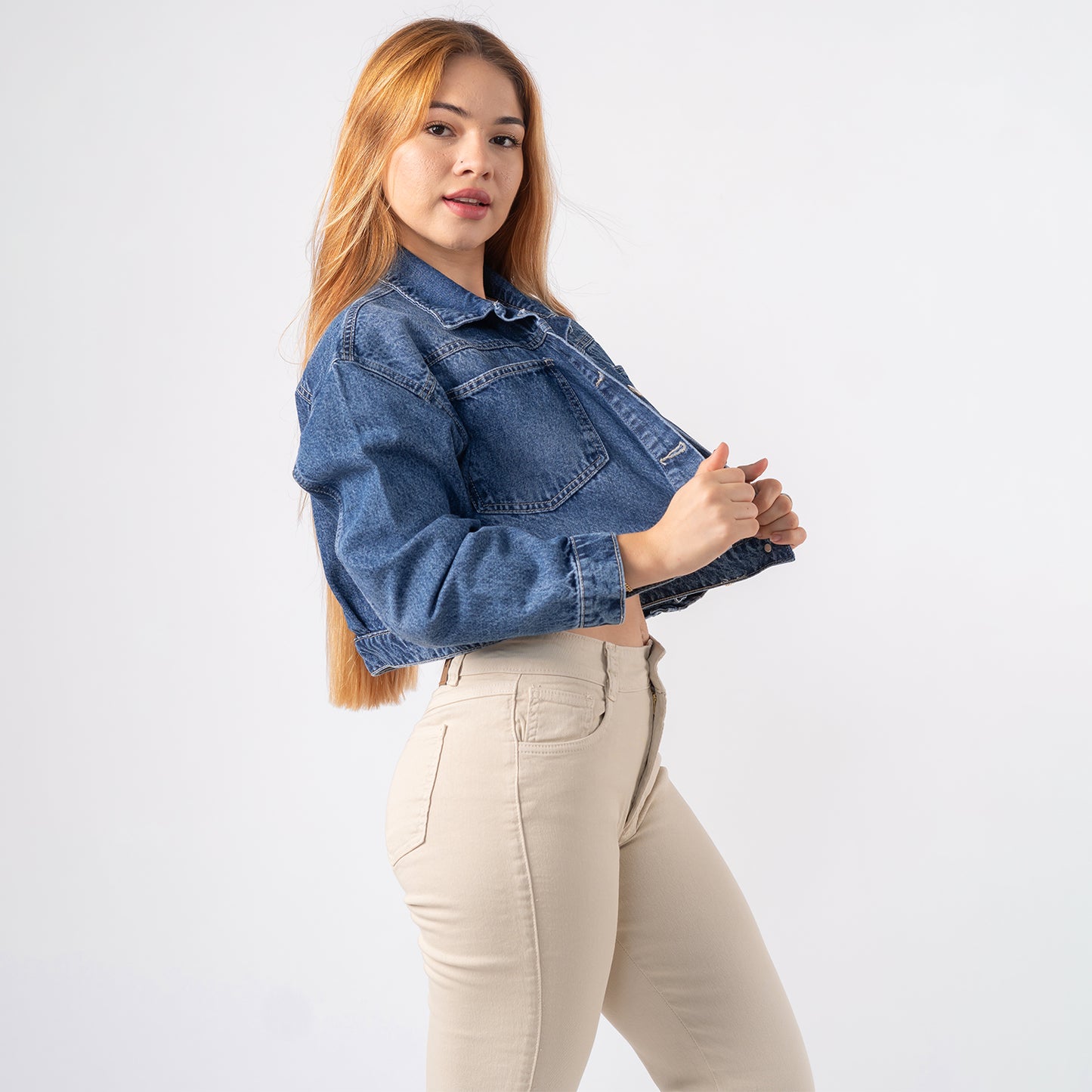 Casaca Crop Oversize Amanda Azul