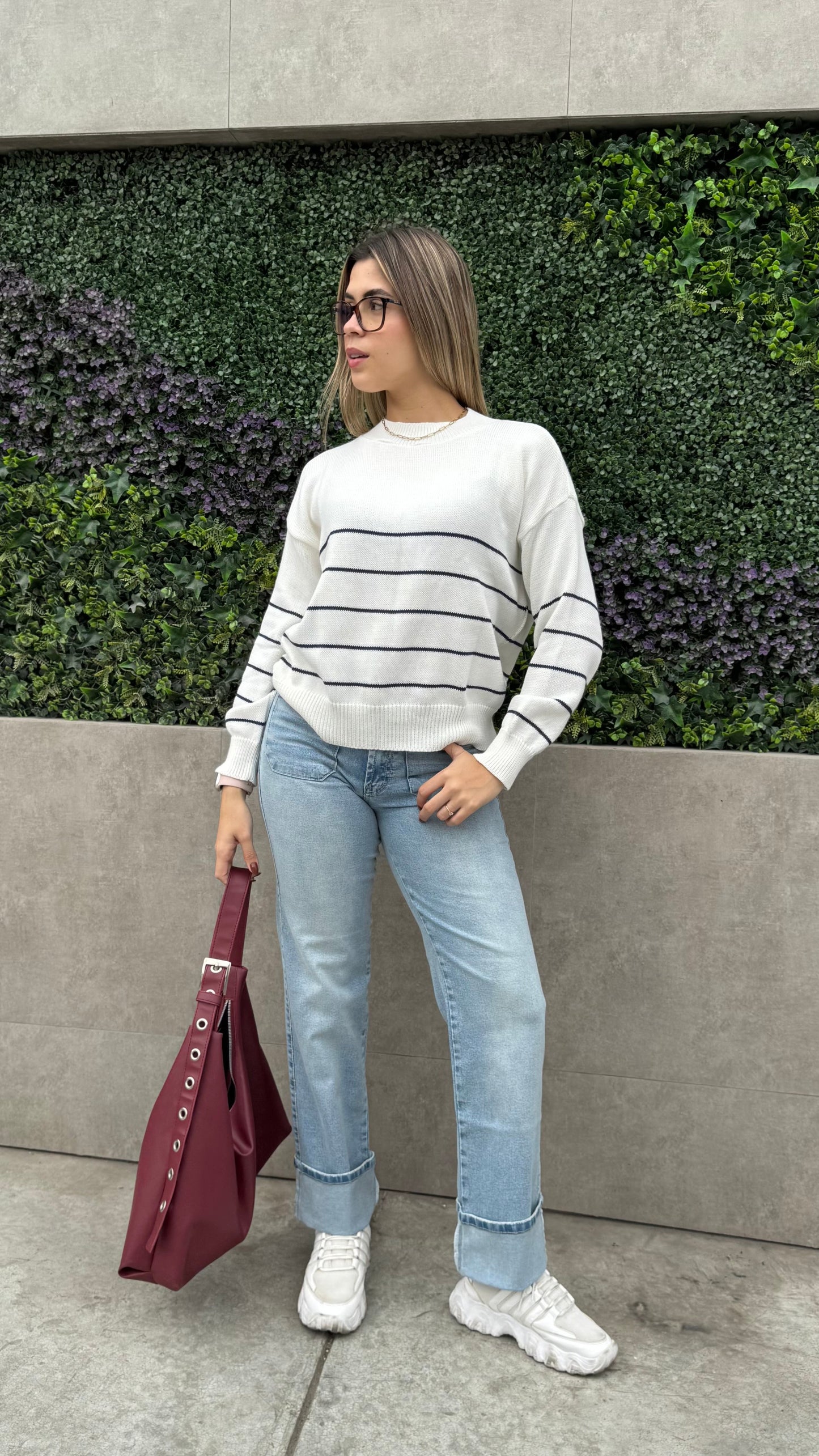 Chompa Oversize Tejido Lineas