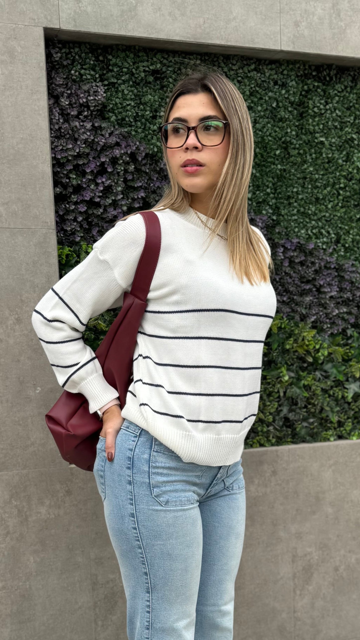 Chompa Oversize Tejido Lineas