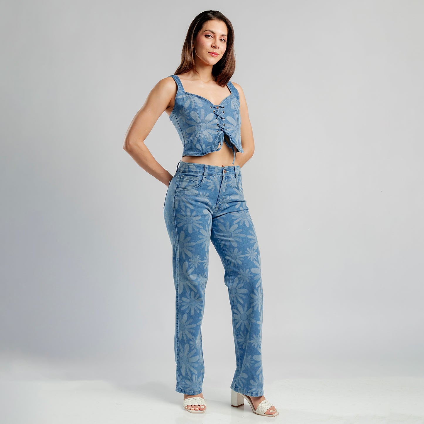 Jean Wide Leg Laser Girasol