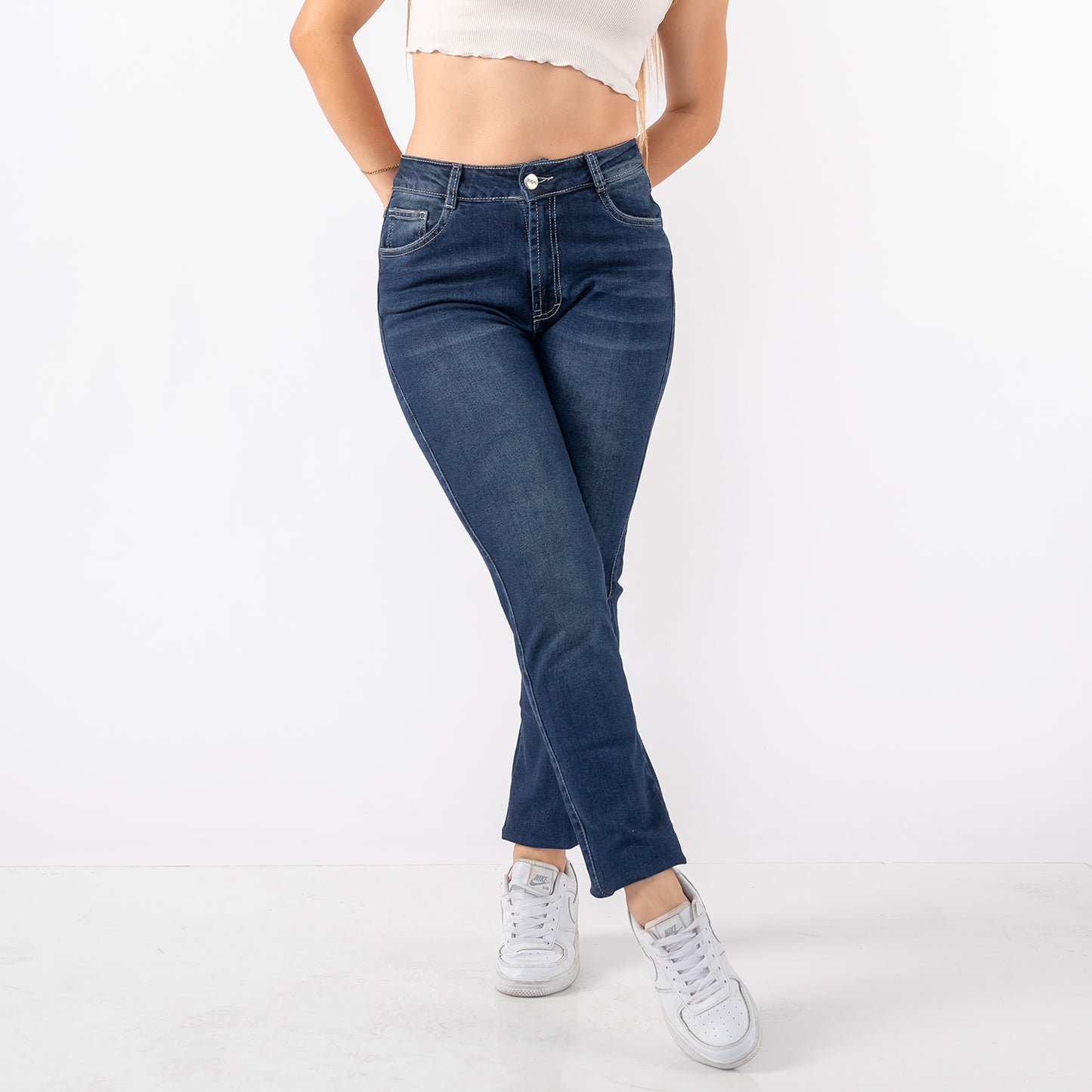 Jean Mom Amy Algodón