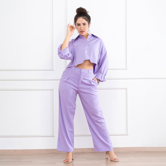 Pantalón Lino con pinzas Dalia Lila