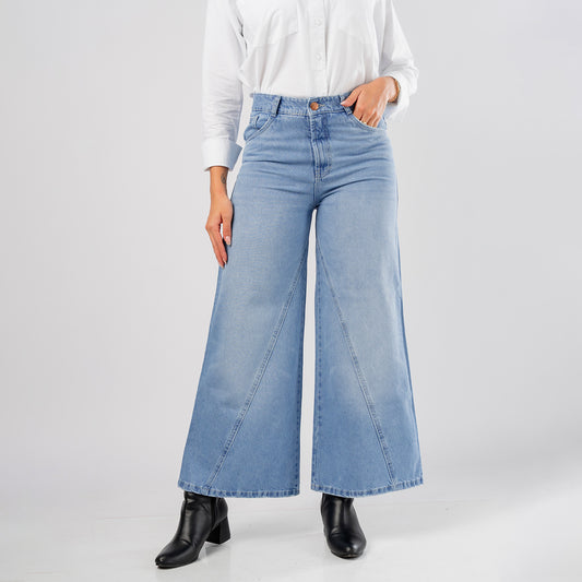 Pantalon Denim Palazzo Algodon