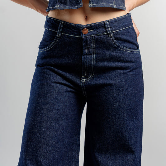 Pantalon Denim Palazzo Algodon