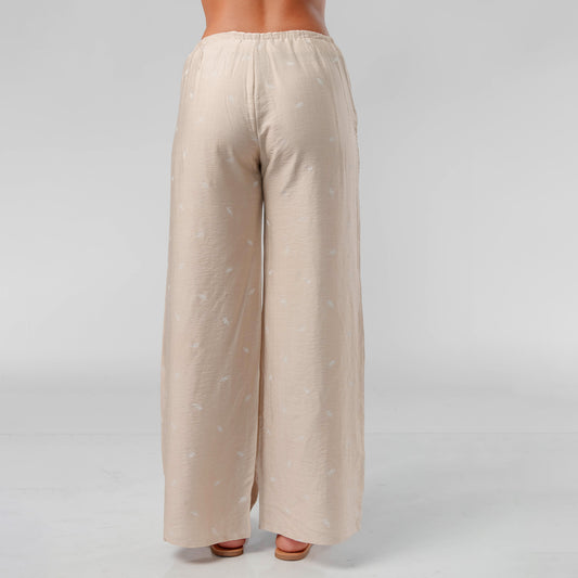 Pantalon Recto en Lino Bordado