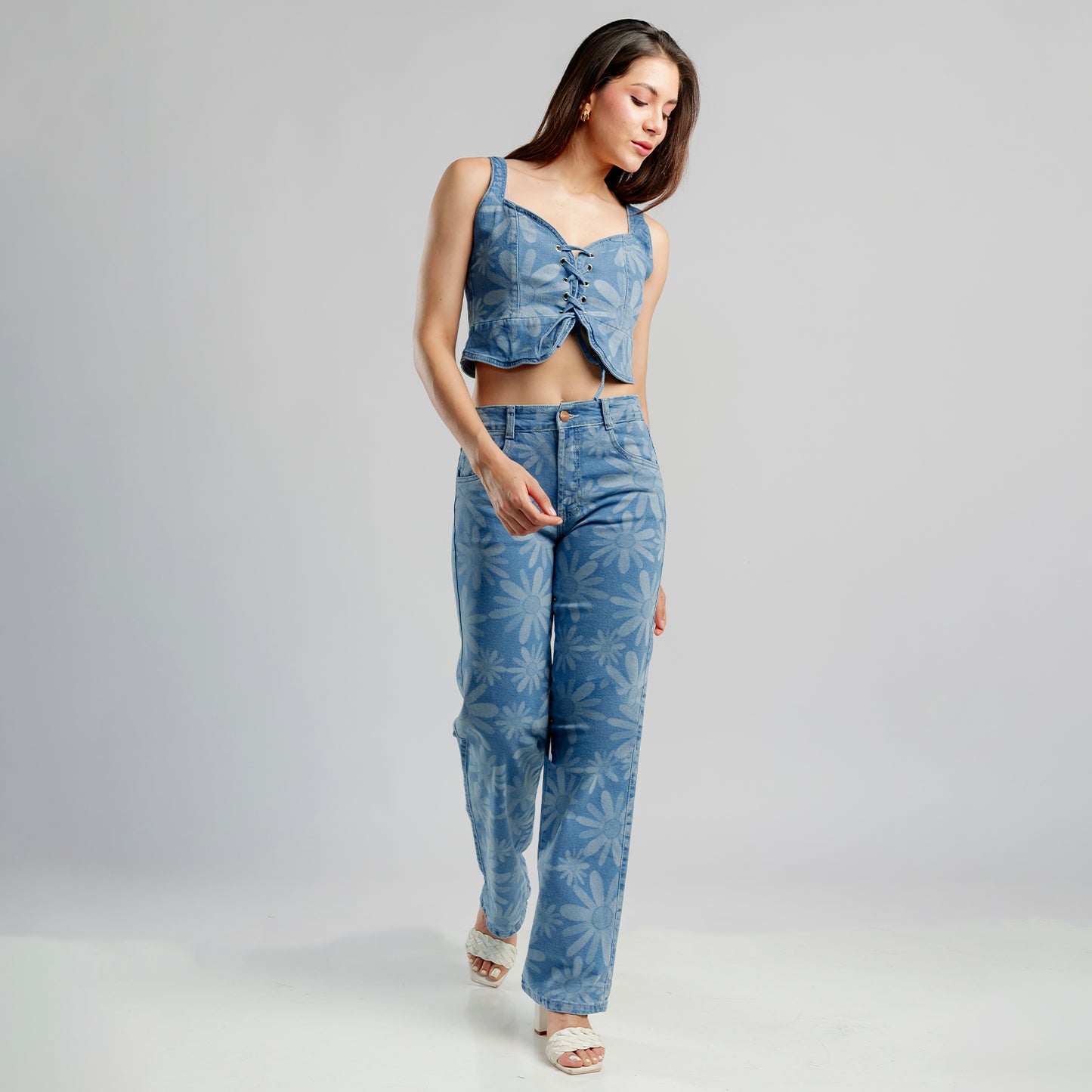 Top Denim Laser Con Lazo