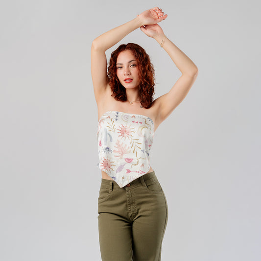 Top Strapless Seda Estampado
