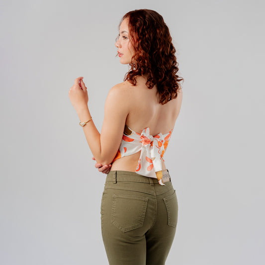 Top Strapless Seda Estampado