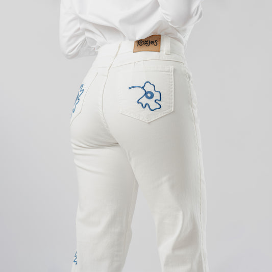 Jean Wide Leg Drill Bordado