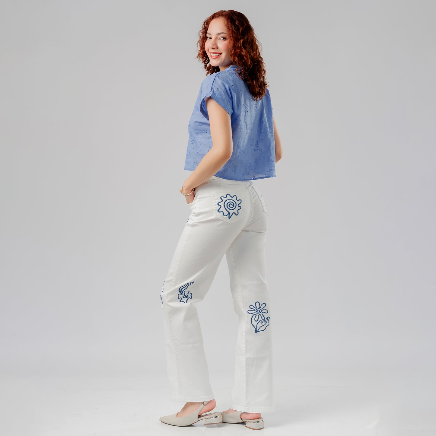 Jean Wide Leg Drill Bordado