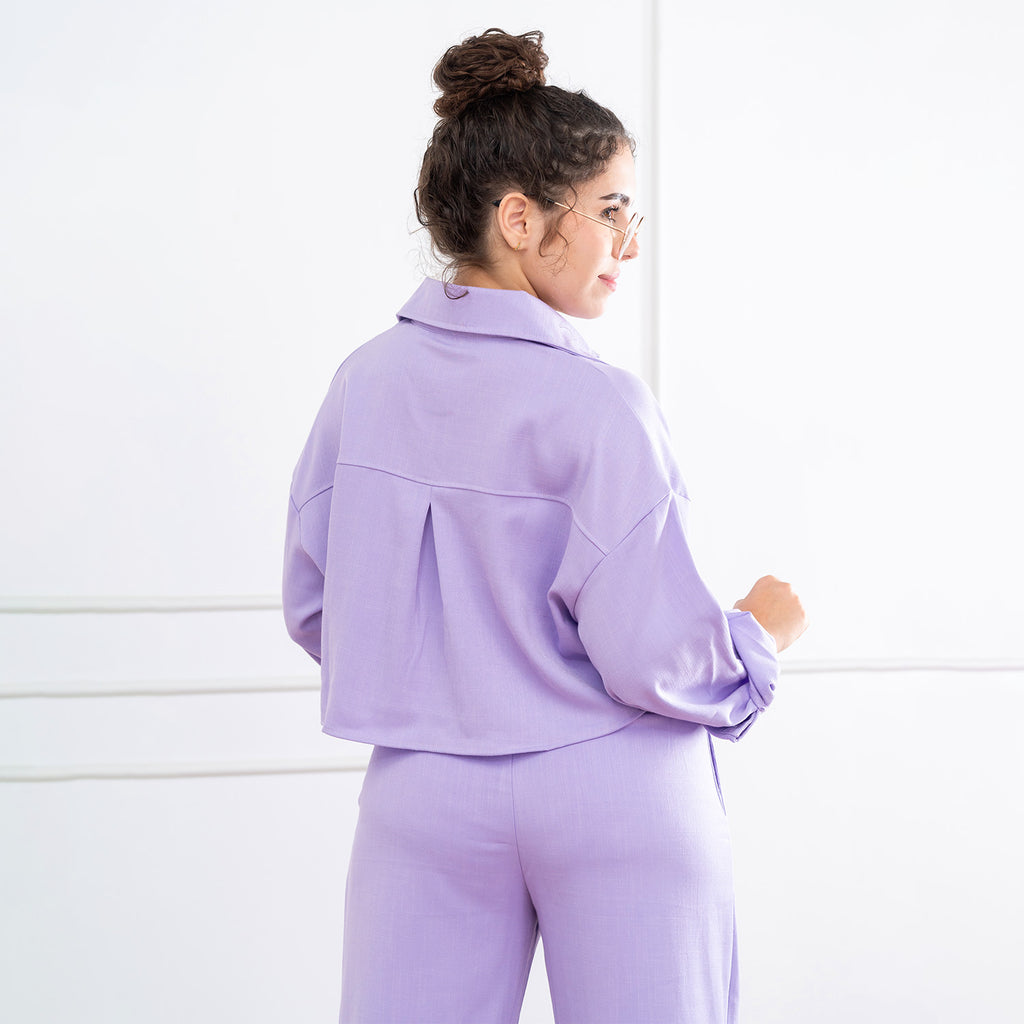 Blusa Crop Oversize Lino Dalia Lila