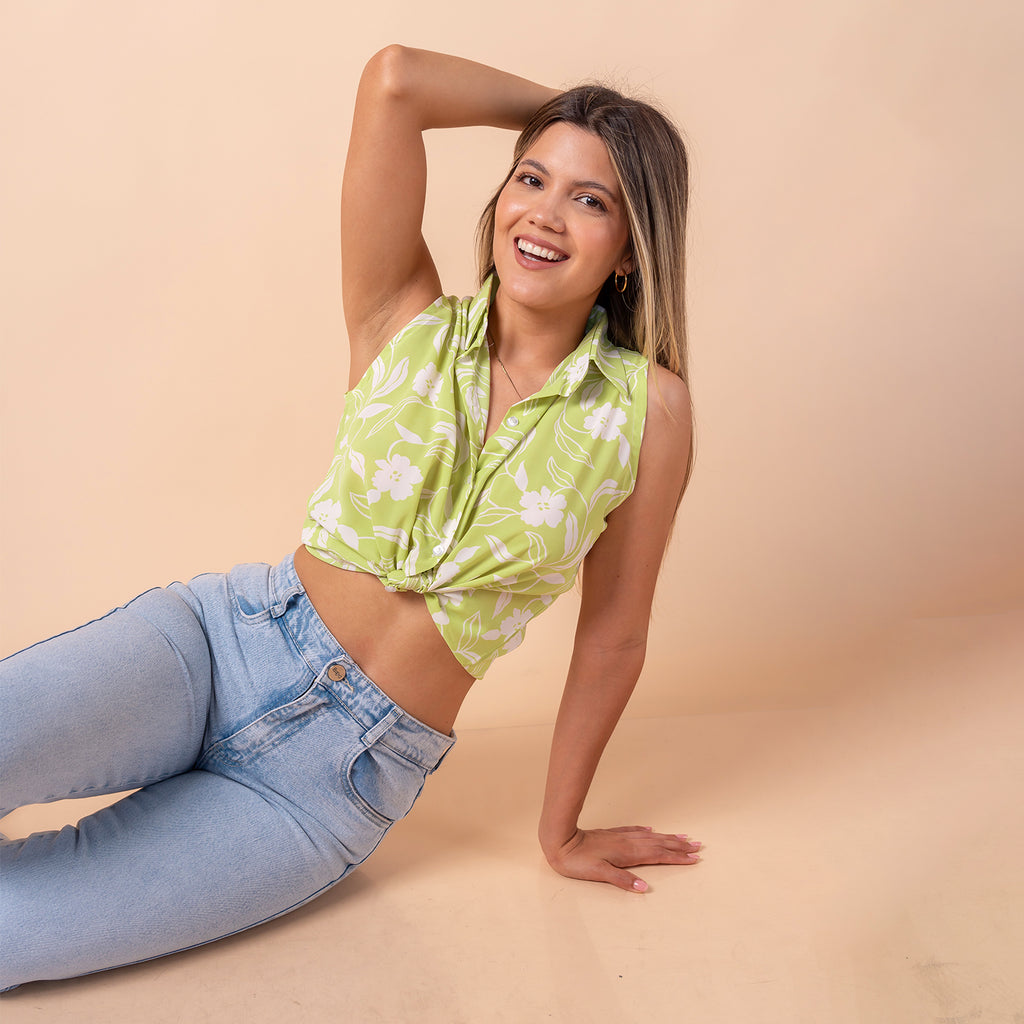 Blusa Mery Manga Cero en Seda