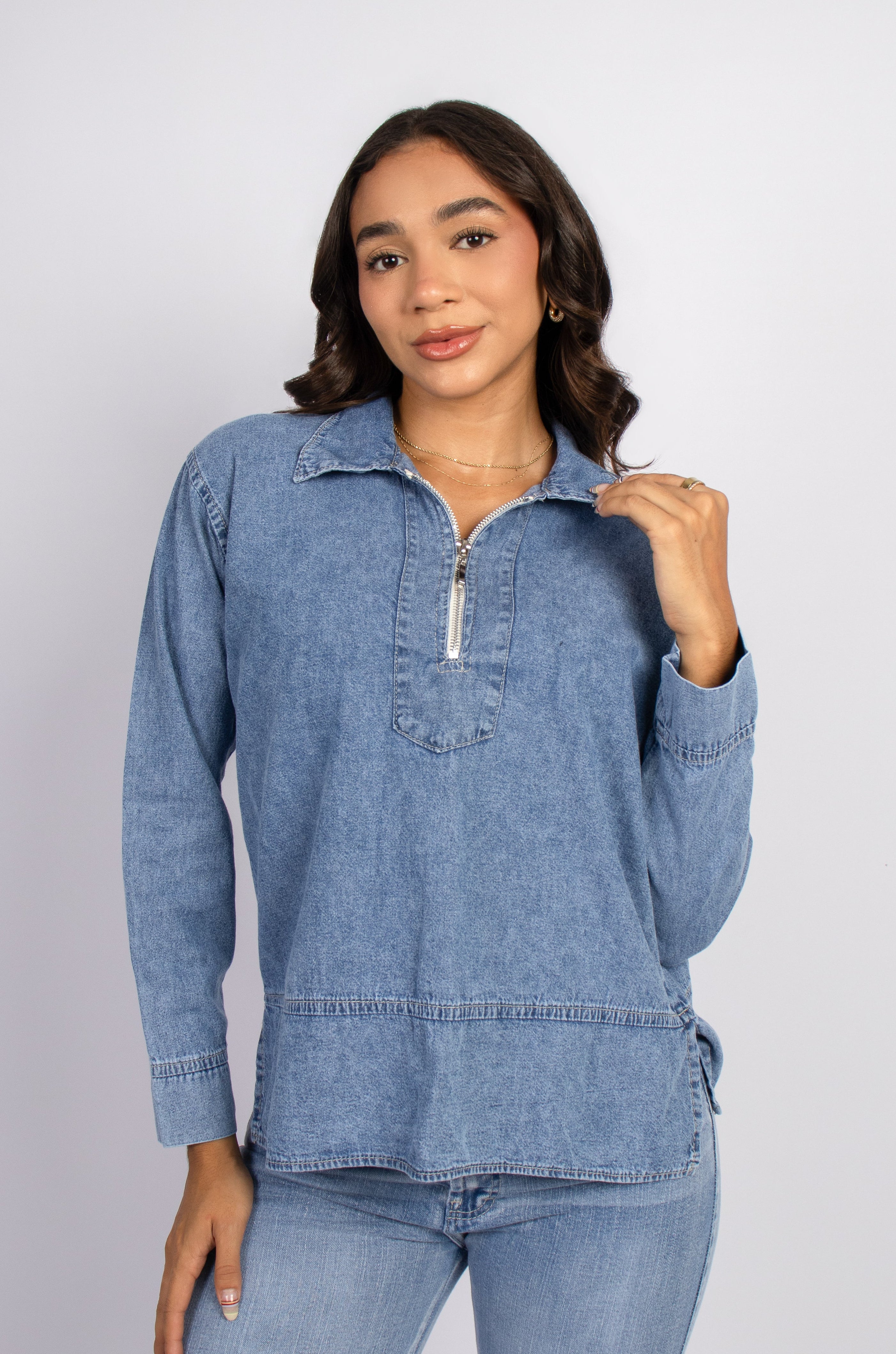 Blusa Aira Denim Ligero Mujer Roxjes