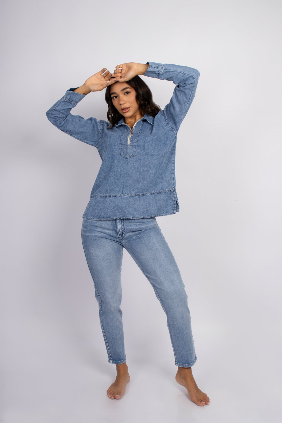 Blusa Aira Denim Ligero Mujer Roxjes