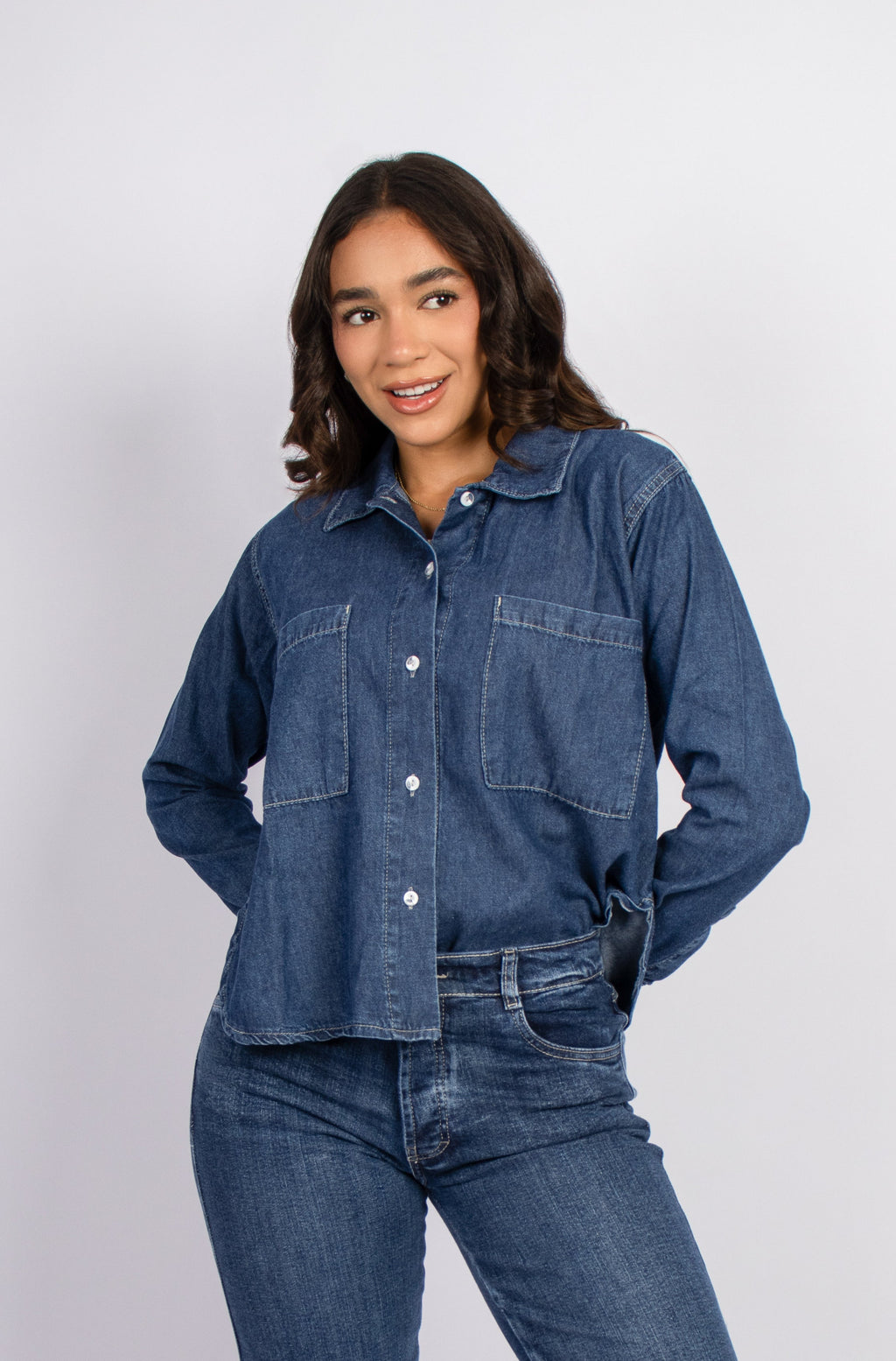 Blusa Luciana Camisera Denim