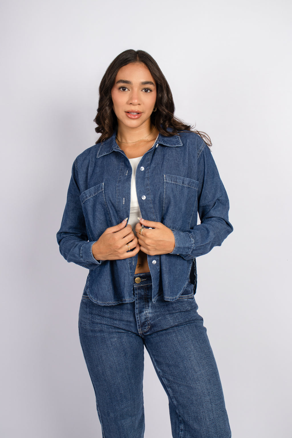 Blusa Luciana Camisera Denim