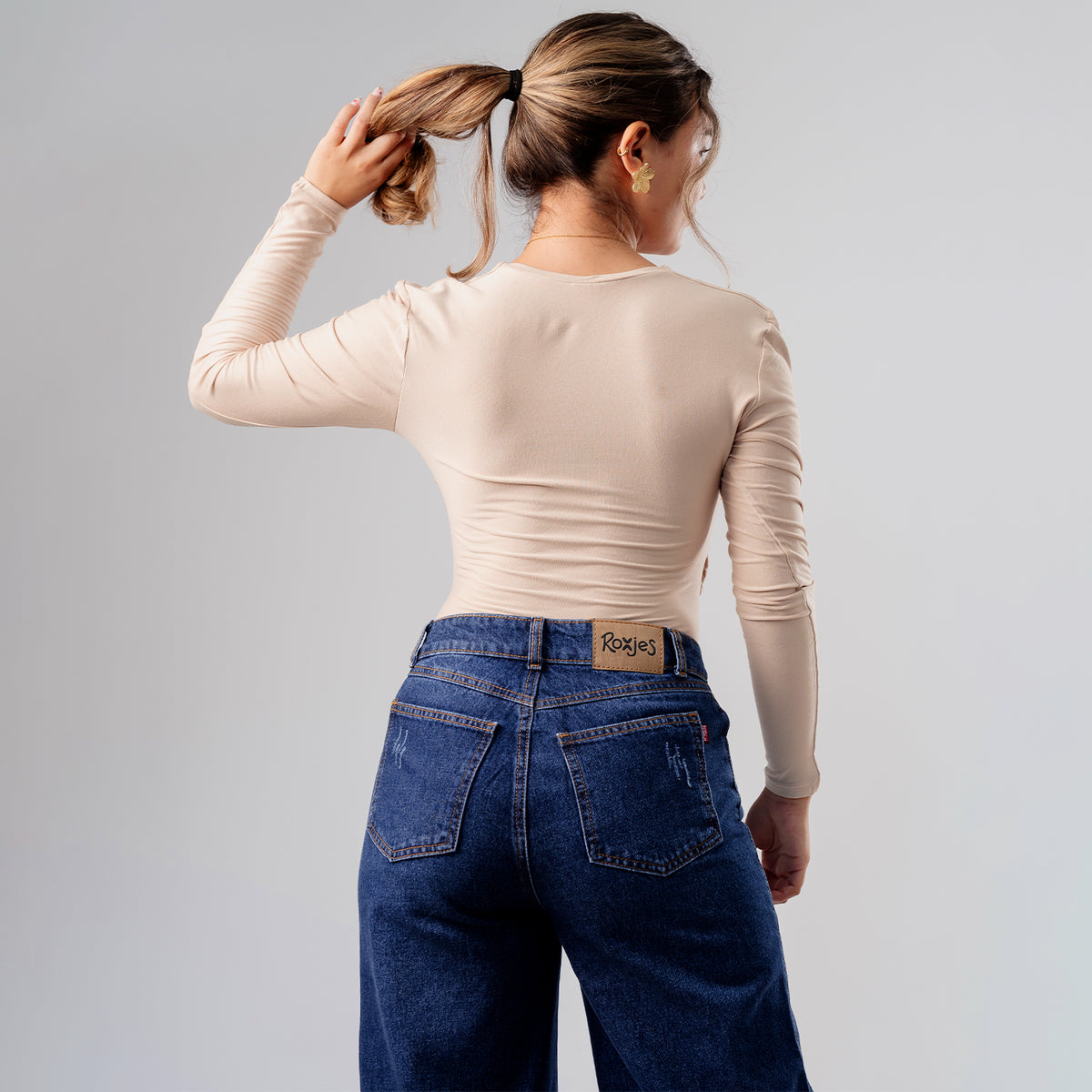 Body Manga Larga Beige