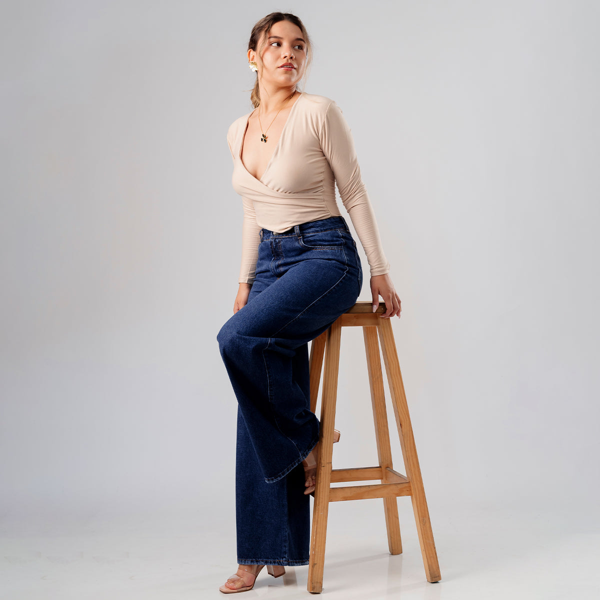 Body Manga Larga Beige