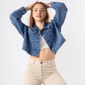 Casaca Crop Oversize Amanda Azul