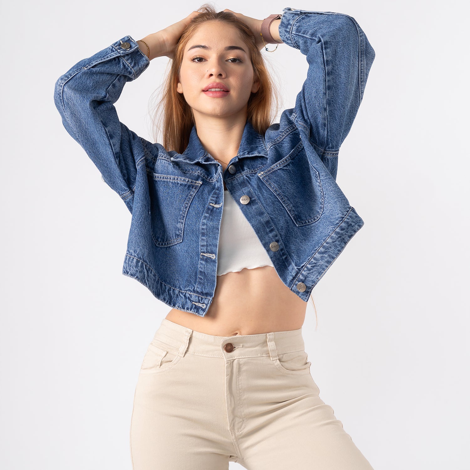 Casaca Crop Oversize Amanda Azul