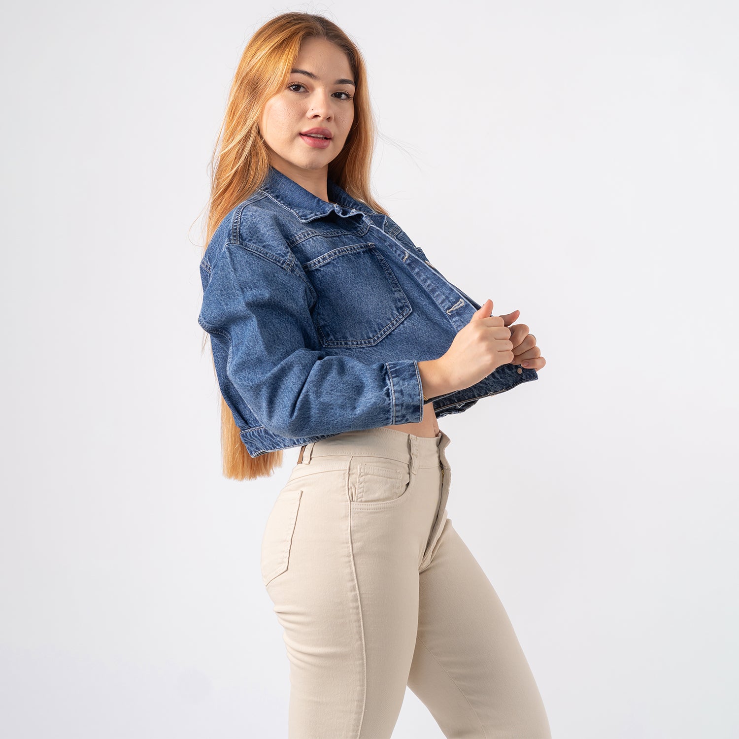 Casaca Crop Oversize Amanda Azul