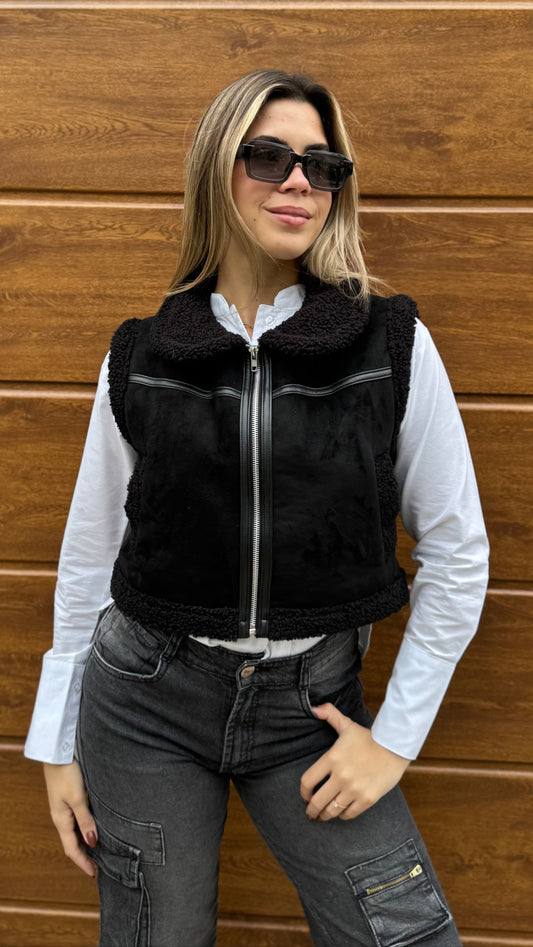 Chaleco Suede Carnero negro