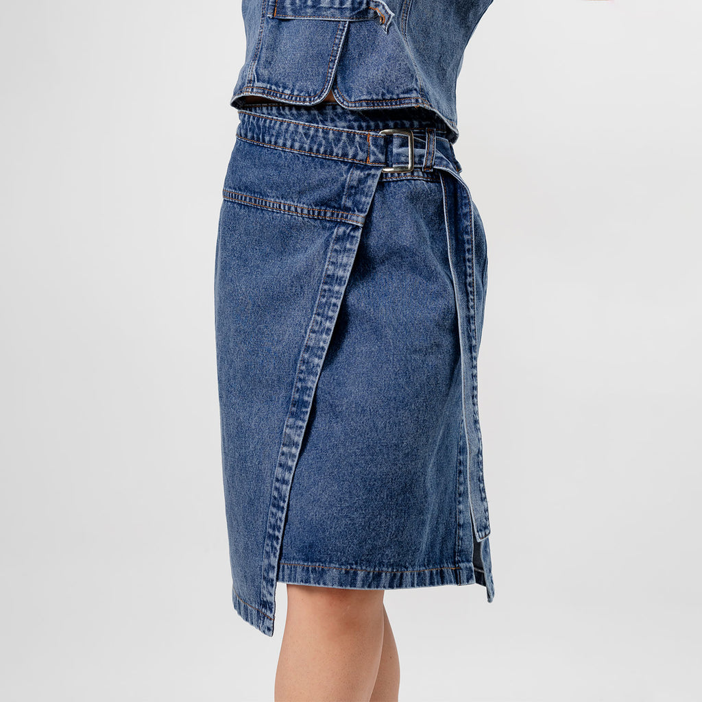 Falda Midi Napoleón Azul