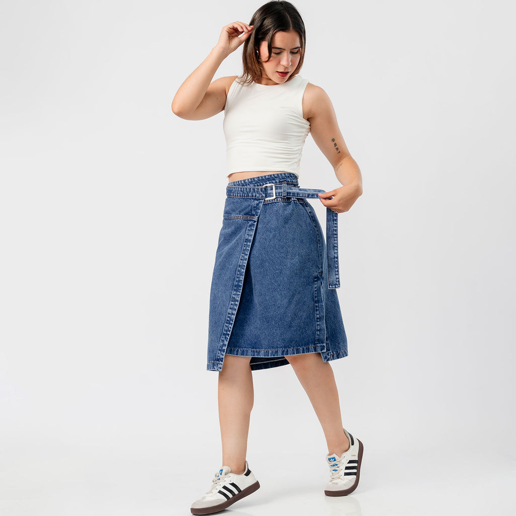 Falda Midi Napoleón Azul