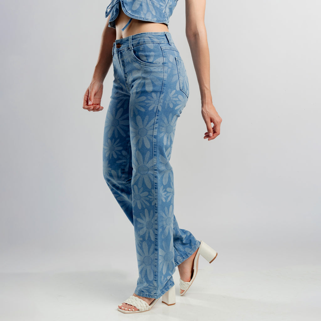 Jean Wide Leg Laser Girasol