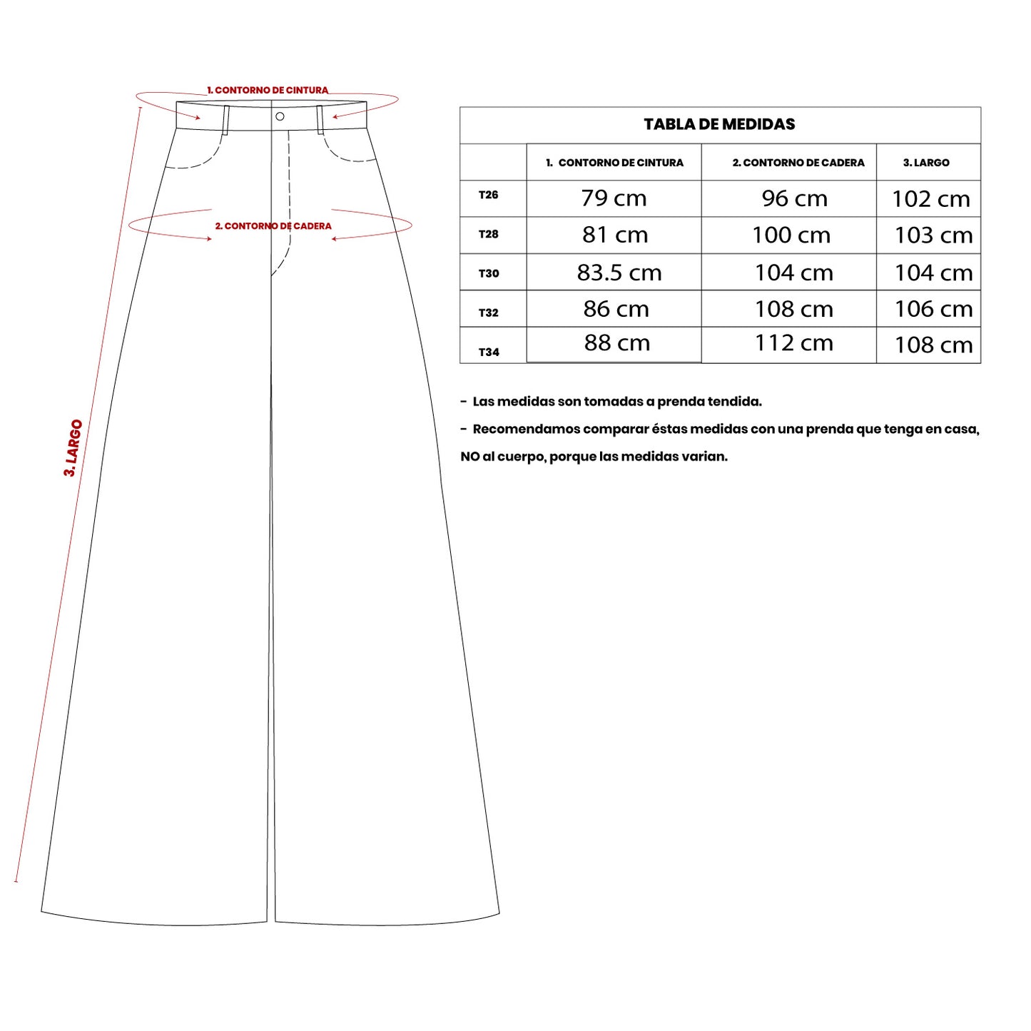 Pantalon Denim Palazzo Algodon