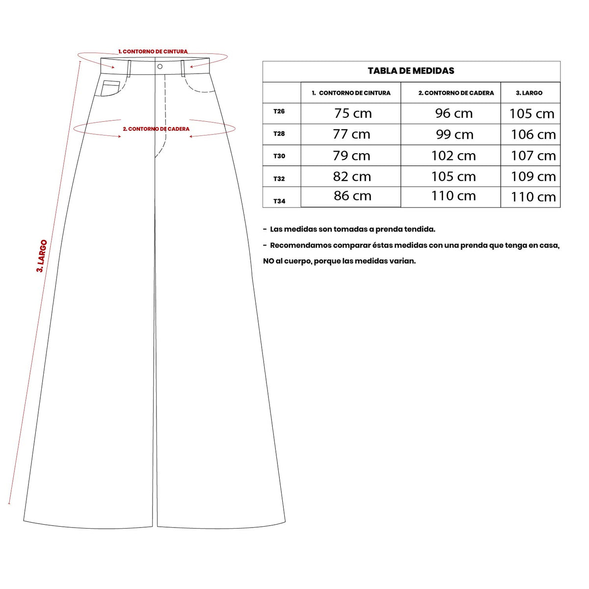 Pantalón Denim Palazo Cielo Clásico Celeste