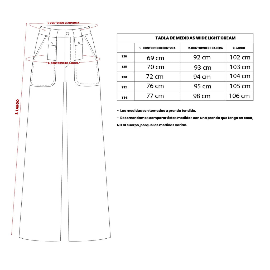 Wide Leg Light Cream Pantalon Denim