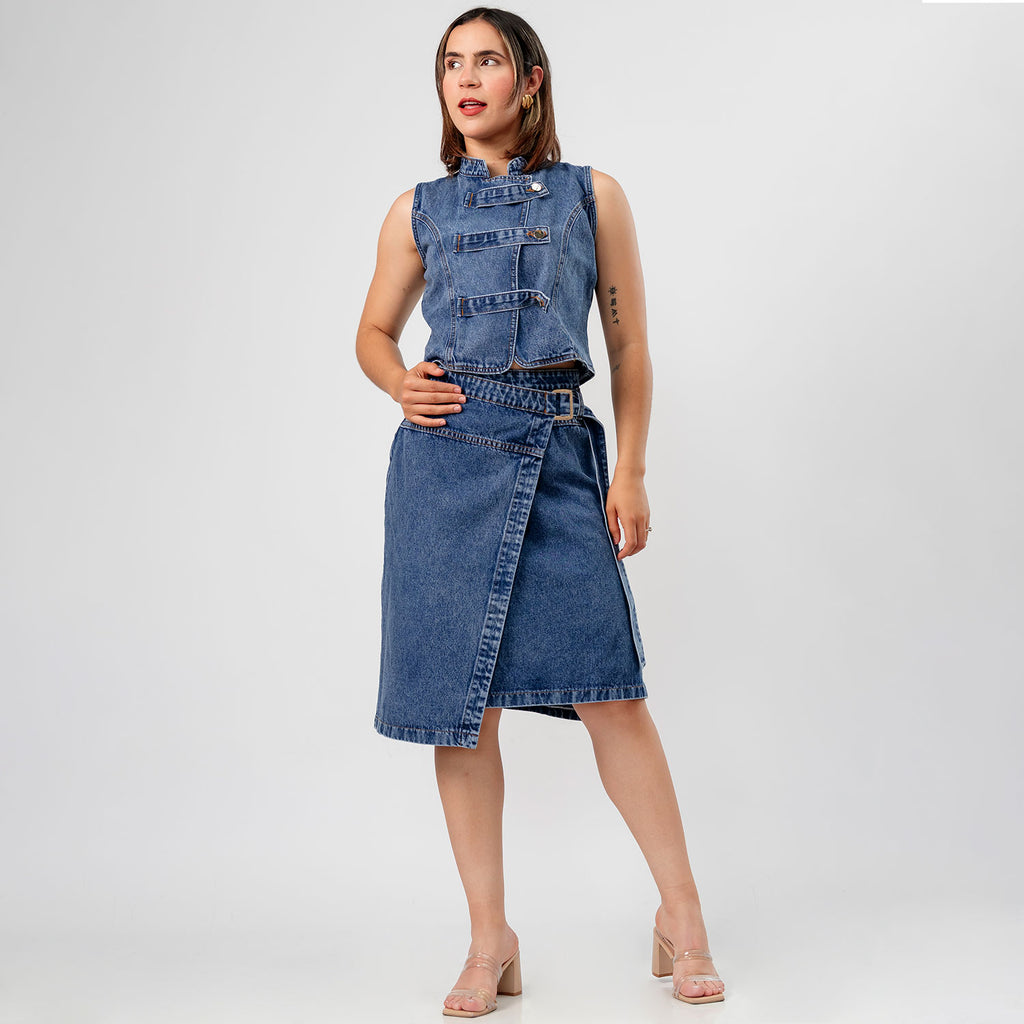 Falda Midi Napoleón Azul