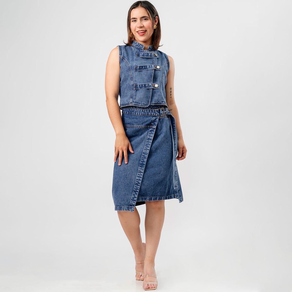 Falda Midi Napoleón Azul