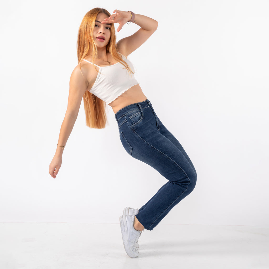 Jean Mom Amy Algodón