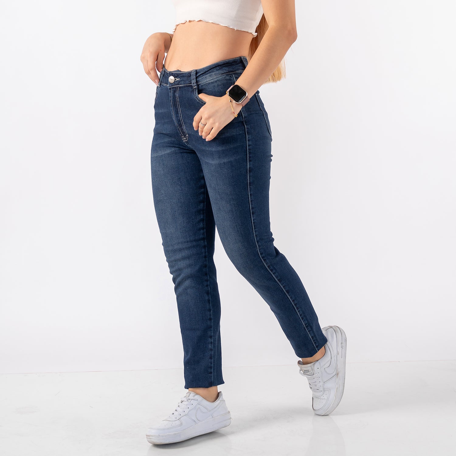 Jean Mom Amy Algodón