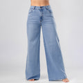 Pantalón Denim Palazo Cielo Clásico Celeste