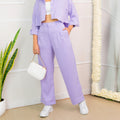 Pantalón Lino con pinzas Dalia Lila