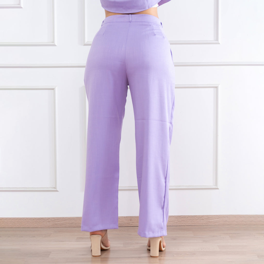 Pantalón Lino con pinzas Dalia Lila