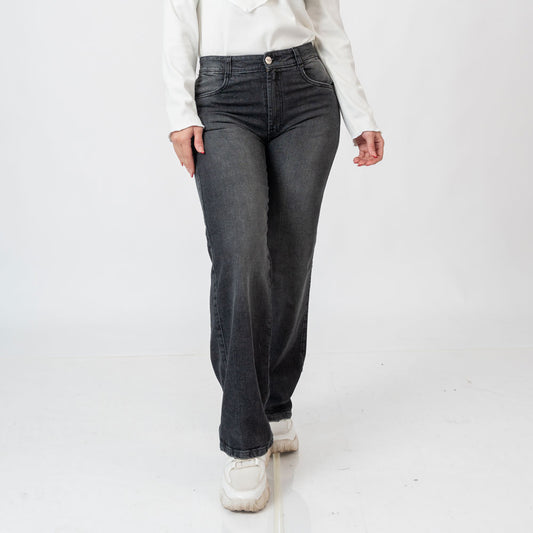 Jean Wide Leg mujer liso clásico Noelia Negro