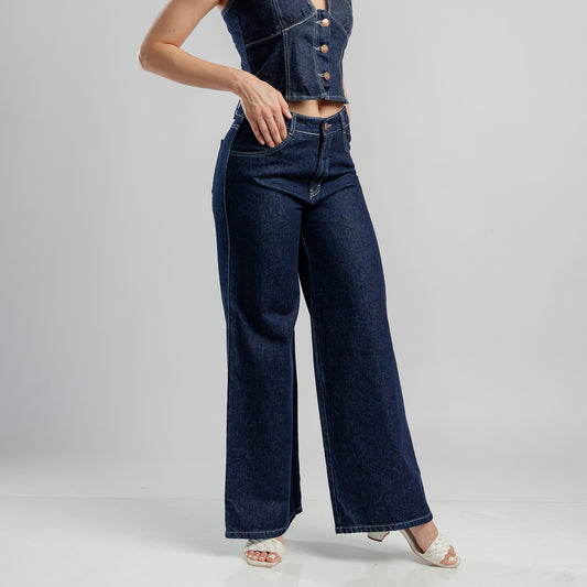 Pantalon Denim Palazzo Algodon