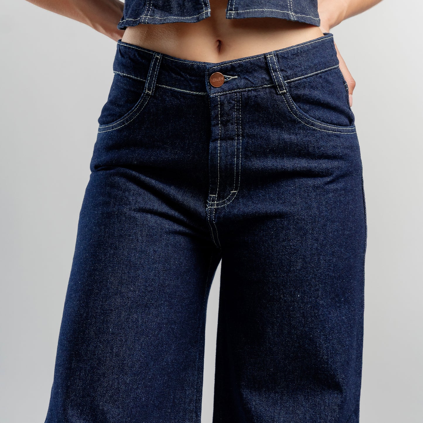 Pantalon Denim Palazzo Algodon