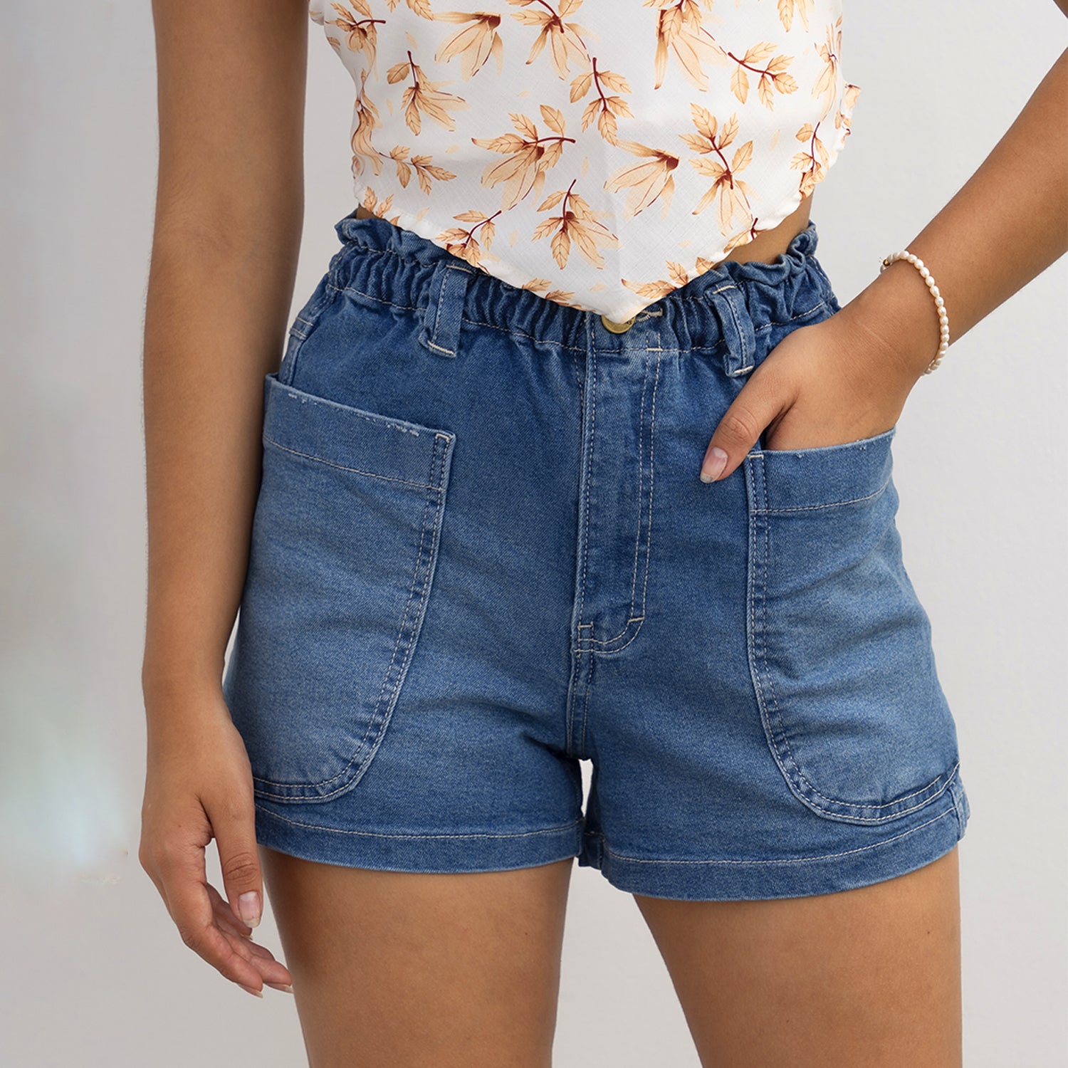 Short Denim Cintura Elástica