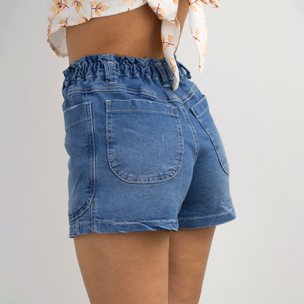 Short Denim Cintura Elástica