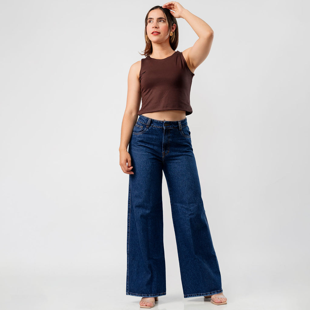 Crop Top Básico Cathy Marrón