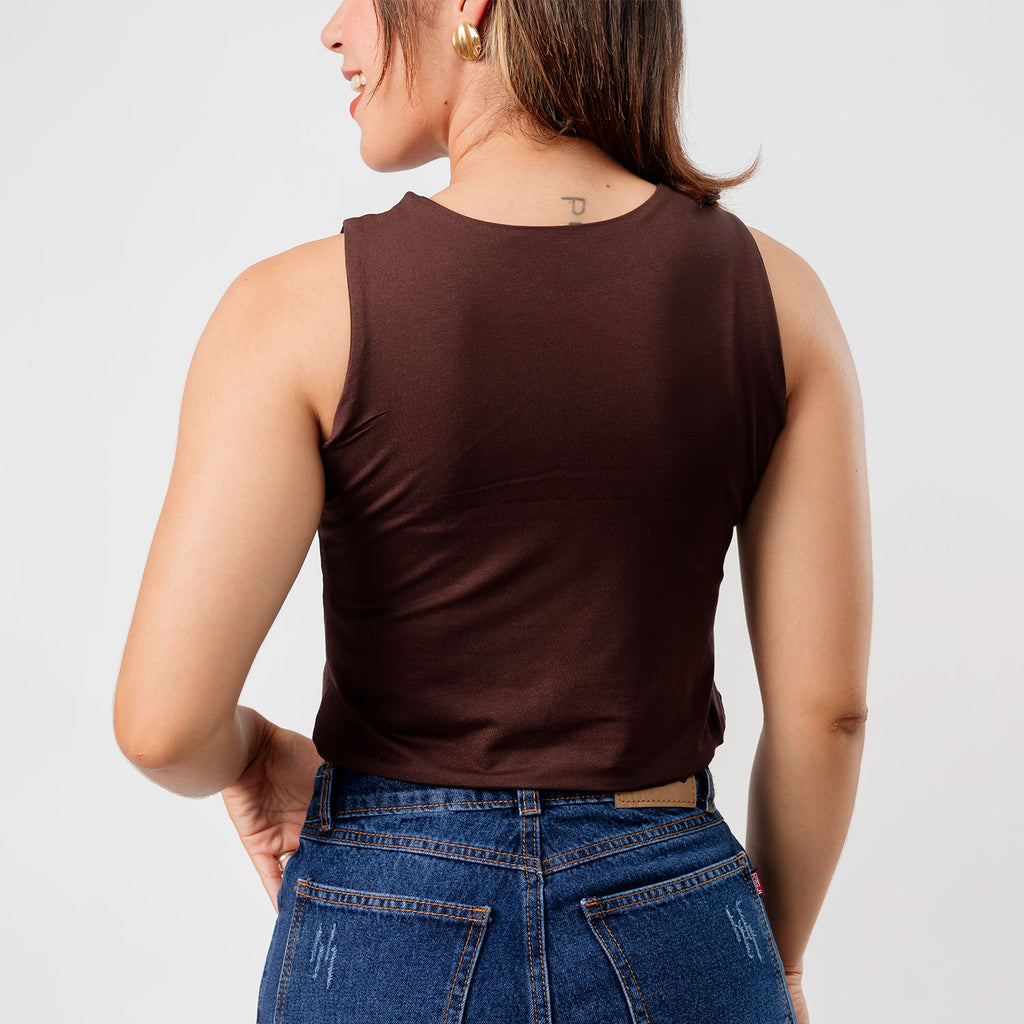 Crop Top Básico Cathy Marrón