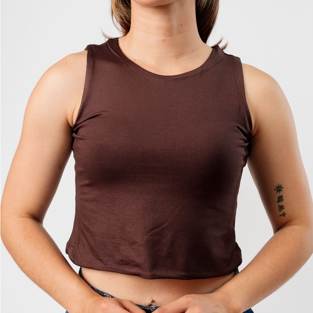 Crop Top Básico Cathy Marrón
